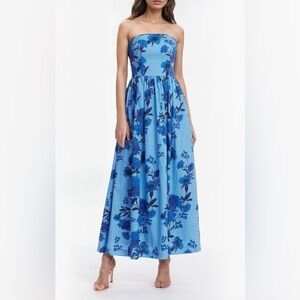 Jewel Badgley Mischka Blue Floral Maxi Dress